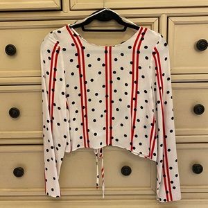 Tie-Back Backless Satin Top (Long-sleeve)